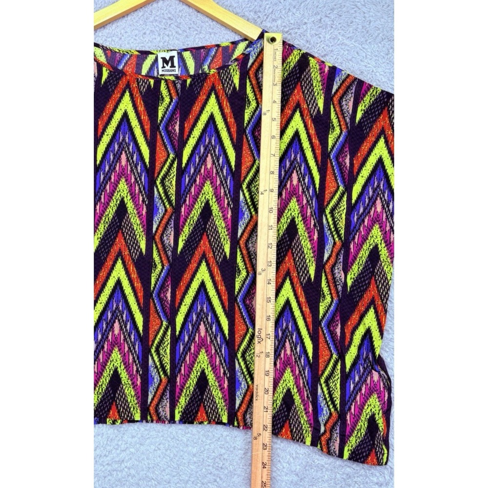 Missoni Womens Top Silk Abstract Multicolor Zig Zag Medium Luxury Boxy Oversized - Picture 8 of 13